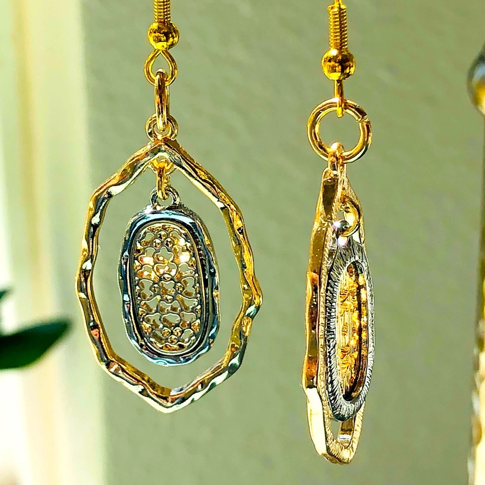 Gold Filagree Dangle Earrings